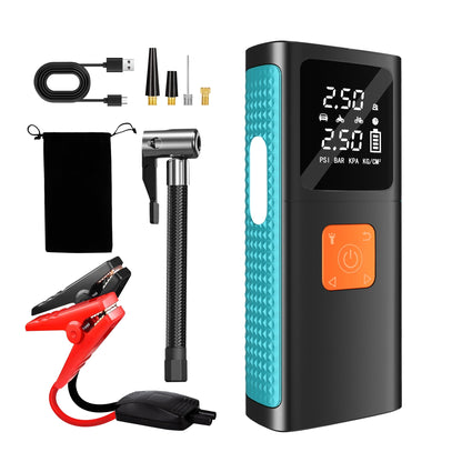 Floray Car Jump Starter with Air Compressor – 16V Jump Pack & Tire Inflator with 5 Pressure Modes, Power Bank, Emergency LED Light, and Smart Safety Protection