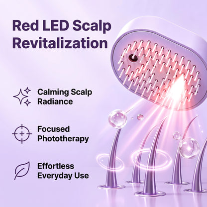 BOKYAN Electric Spray Air Cushion Massage Comb, 3-in-1 Electric Spray Massage Comb, Electric Steam Brush with Red Light Therapy, Fine Mist Spray, Retractable Design for Hair Care