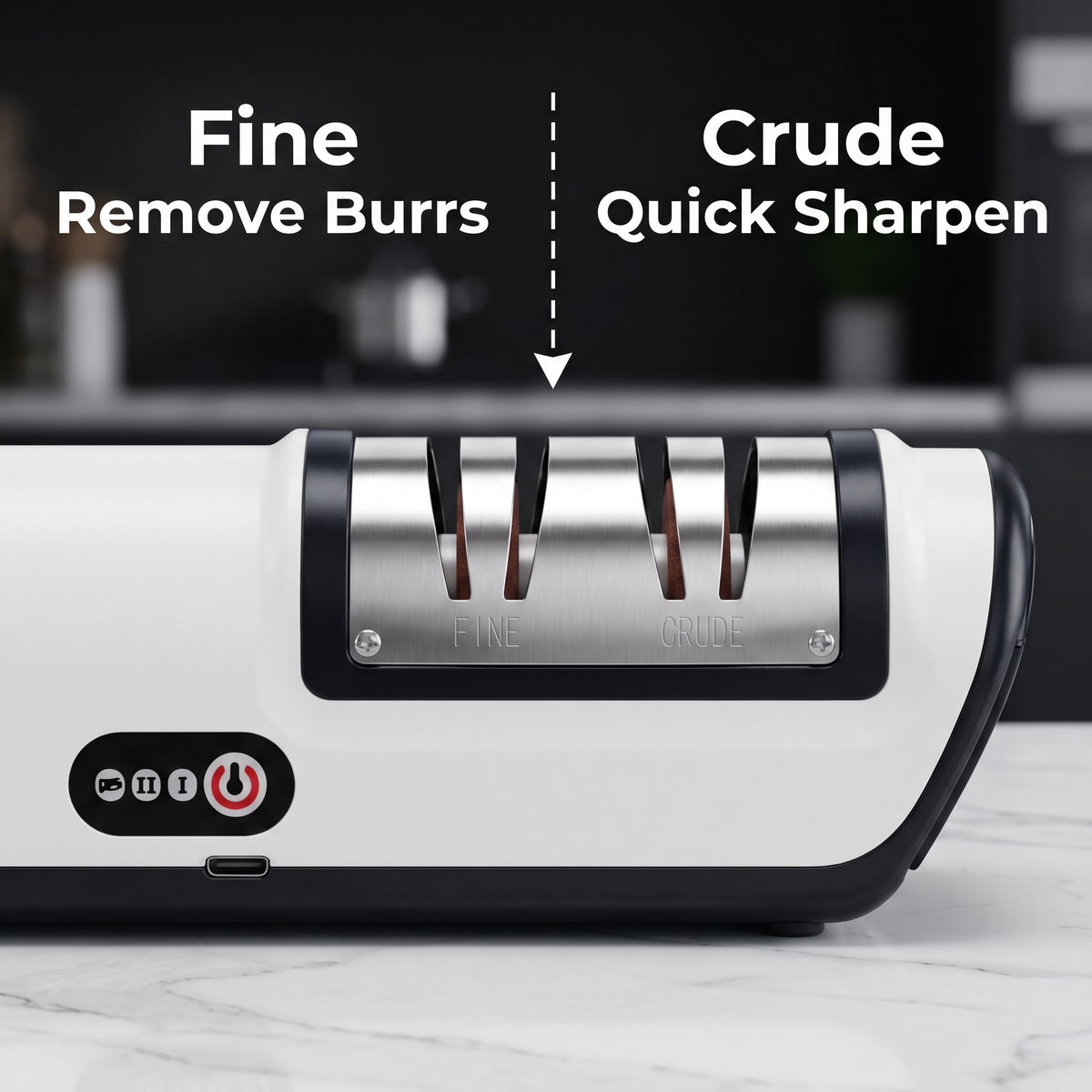 M Buder Electric Knife Sharpener, 2 Settings Knife Sharpener of Coarse Sharpening Fine Polishing with Non-Slip Base for Kitchen Knives, Scissors