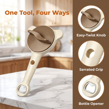 M Buder Jar Opener for Seniors, 4-in-1 Adjustable Bottle Opener with Non-Slip Grip for Jars, Bottles and Beer Caps, Suitable Lid Opener for Arthritis and Weak Hands