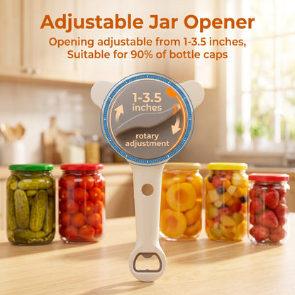 M Buder Jar Opener for Seniors, 4-in-1 Adjustable Bottle Opener with Non-Slip Grip for Jars, Bottles and Beer Caps, Suitable Lid Opener for Arthritis and Weak Hands