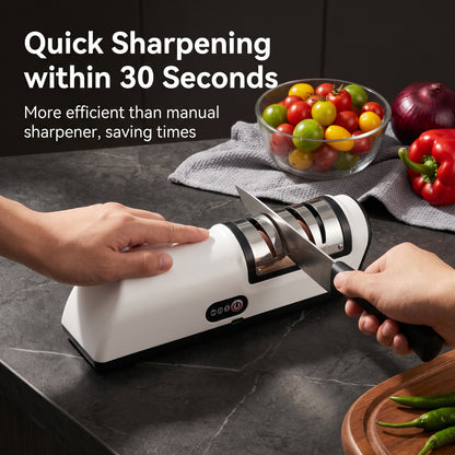 M Buder Electric Knife Sharpener, 2 Settings Knife Sharpener of Coarse Sharpening Fine Polishing with Non-Slip Base for Kitchen Knives, Scissors