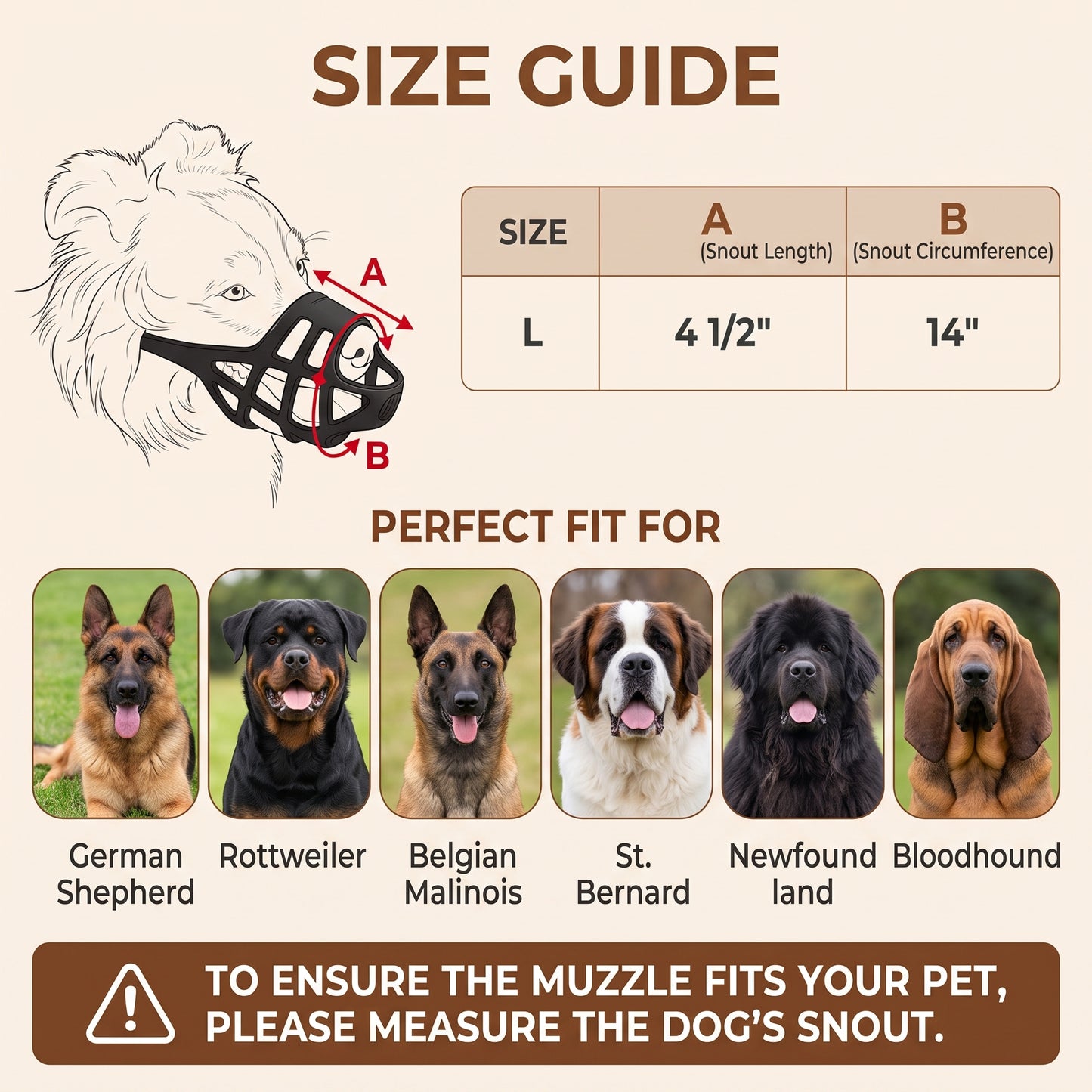 Tolobeve XL Dog Basket Muzzle, Anti-Bite & Chew TPE Mouth Cover, Breathable Grid Allows Drinking