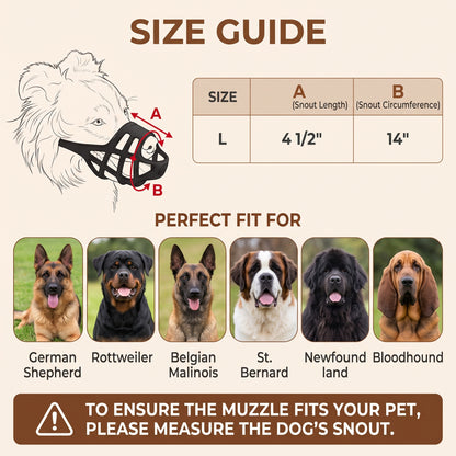 Tolobeve XL Dog Basket Muzzle, Anti-Bite & Chew TPE Mouth Cover, Breathable Grid Allows Drinking