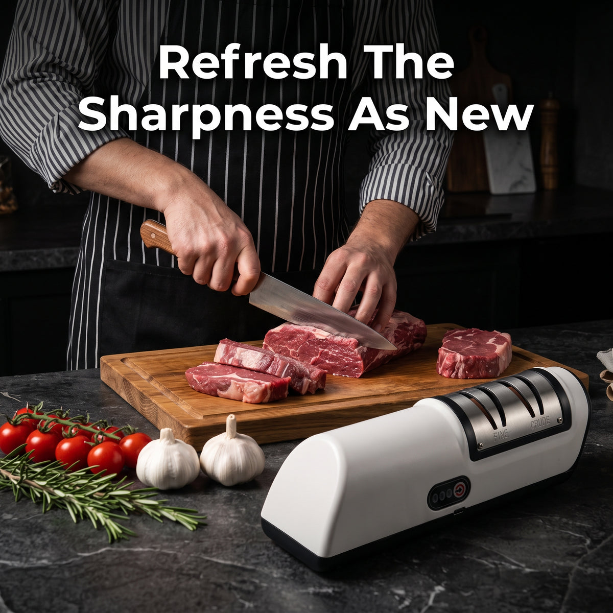 M Buder Electric Knife Sharpener, 2 Settings Knife Sharpener of Coarse Sharpening Fine Polishing with Non-Slip Base for Kitchen Knives, Scissors