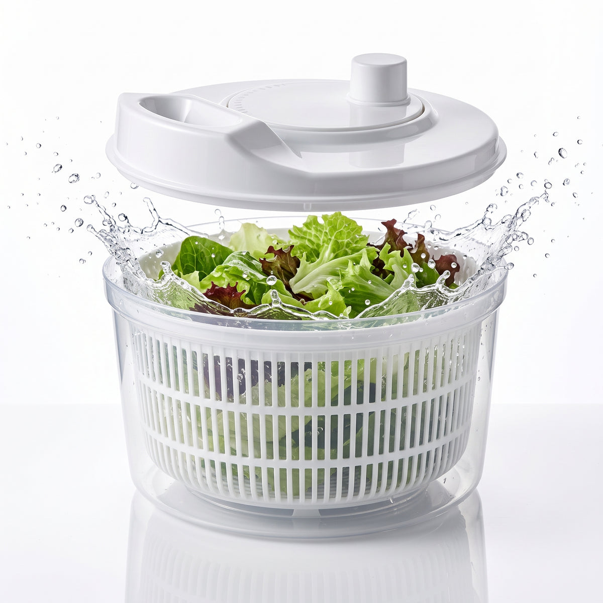 M Buder Salad Spinner, BPA-free Vegetable Dryer Chopper, 3.17QT Fruit Washer with Hand, White