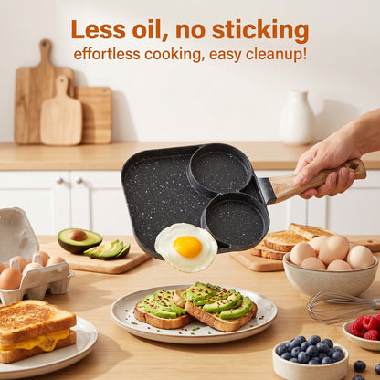 M Buder Egg Frying Pan, 3-Cup Nonstick Egg Pan , Aluminum Breakfast Skillet for Breakfast, Pancake, Hamburger, Sandwiches, Suitable for Gas Stove & Induction Cookware
