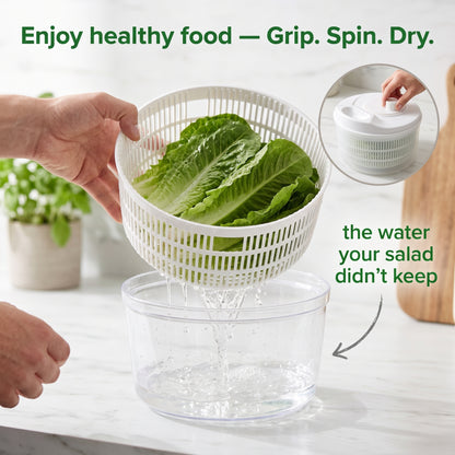 M Buder Salad Spinner, BPA-free Vegetable Dryer Chopper, 3.17QT Fruit Washer with Hand, White