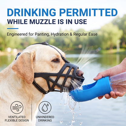 Tolobeve XL Dog Basket Muzzle, Anti-Bite & Chew TPE Mouth Cover, Breathable Grid Allows Drinking