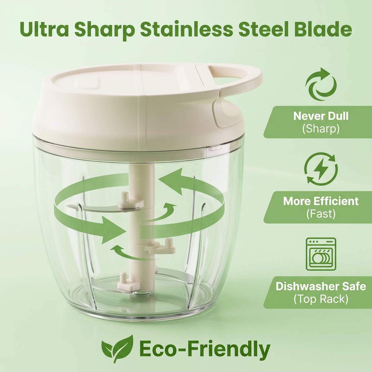 M Buder Garlic Chopper, 250ml Manual Food Processor, Mini Food Chopper for Ginger, Chili, Fruit, Meat, 304 Stainless Steel Blade