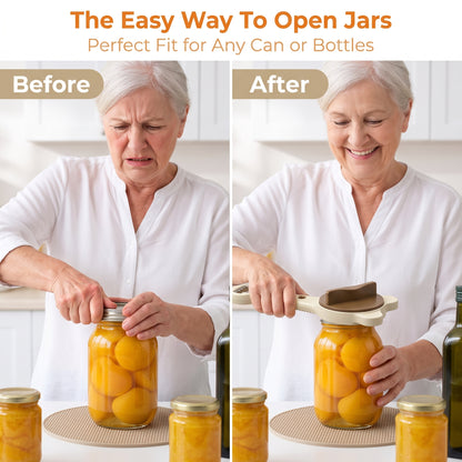 M Buder Jar Opener for Seniors, 4-in-1 Adjustable Bottle Opener with Non-Slip Grip for Jars, Bottles and Beer Caps, Suitable Lid Opener for Arthritis and Weak Hands