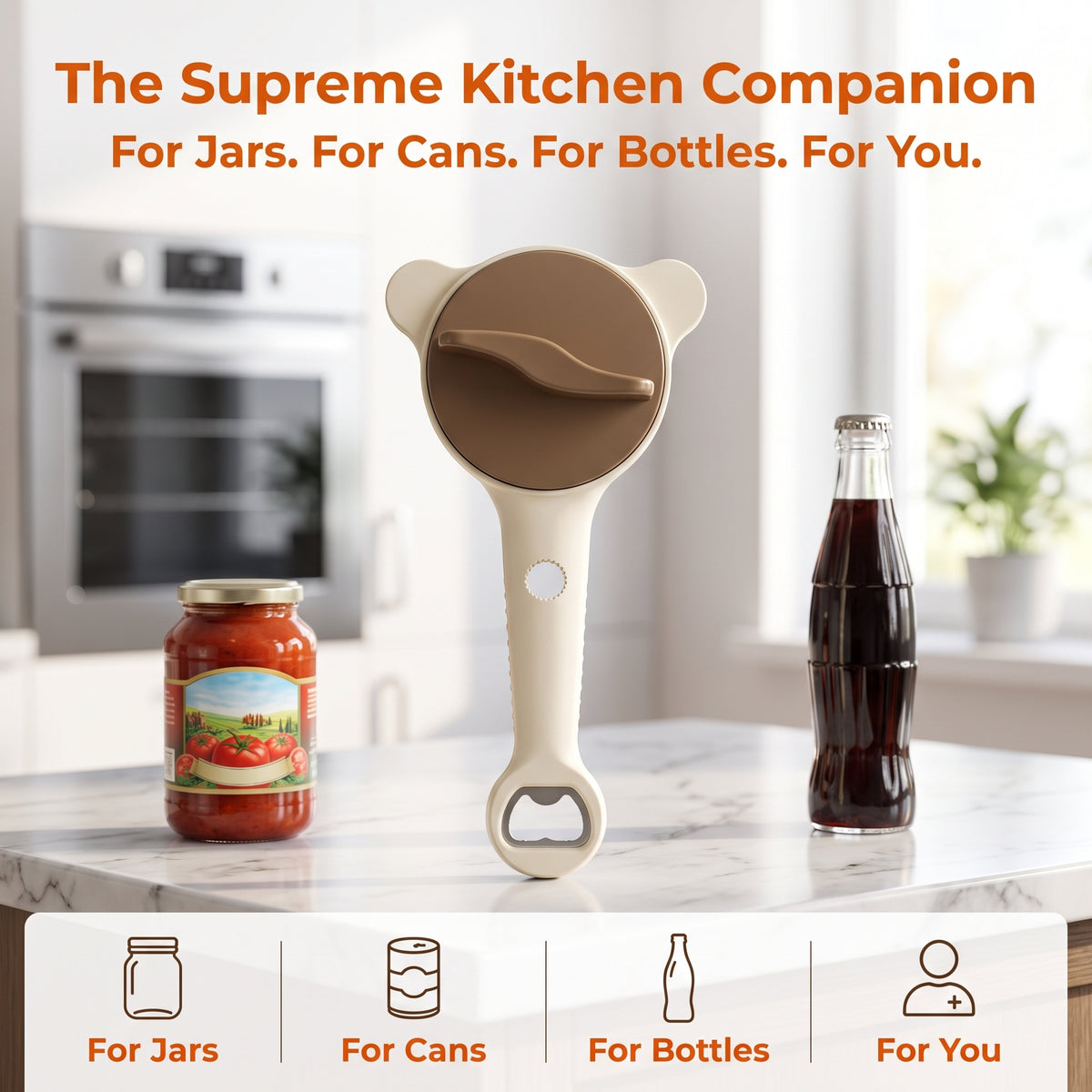 M Buder Jar Opener for Seniors, 4-in-1 Adjustable Bottle Opener with Non-Slip Grip for Jars, Bottles and Beer Caps, Suitable Lid Opener for Arthritis and Weak Hands