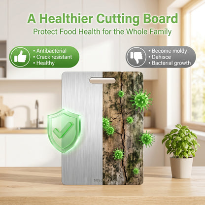 M Buder Stainless Steel Cutting Board, 11”X15.35” Double Sided Cutting Board for Kitchen, Metal Cutting Board for Meat, Fruits, Vegetables