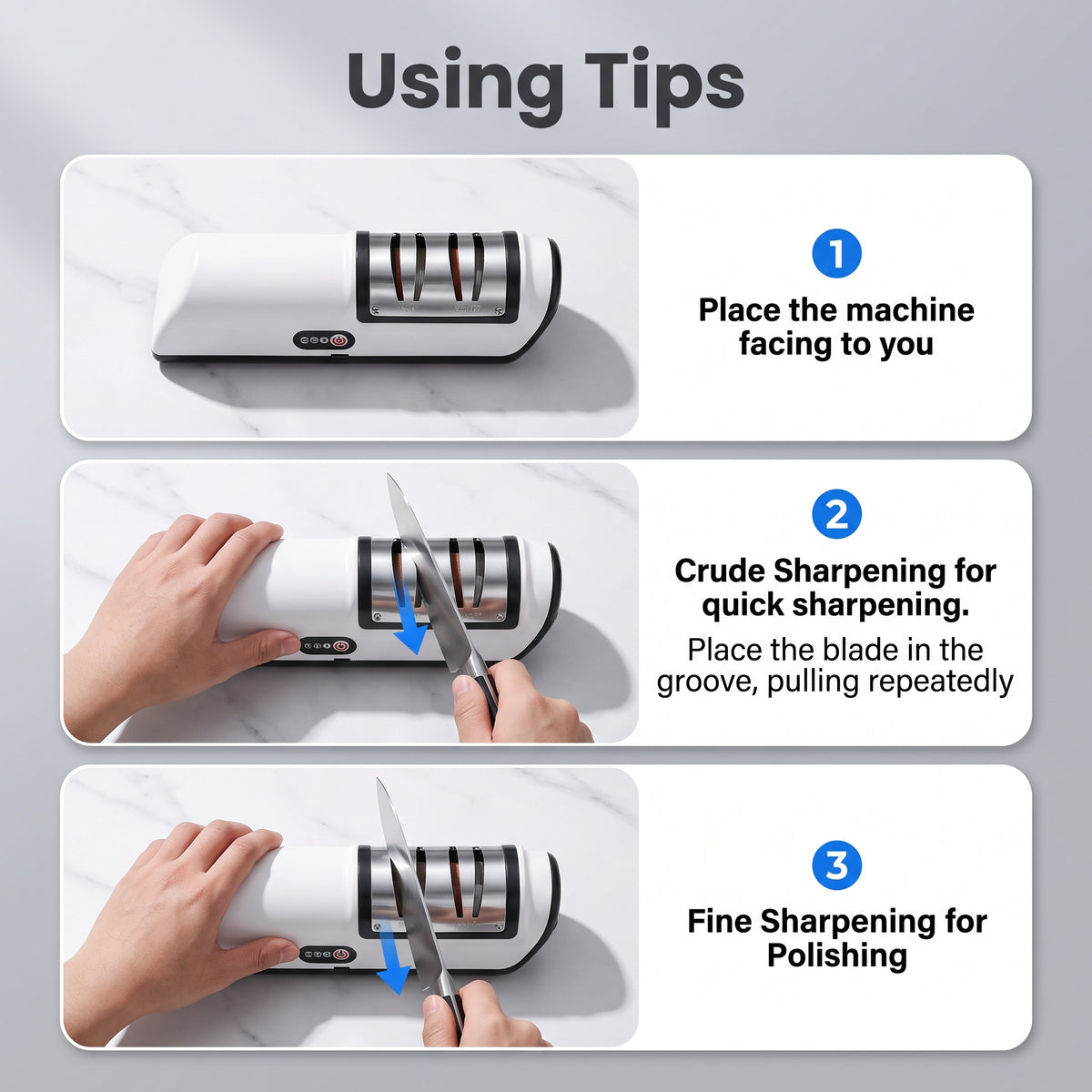 M Buder Electric Knife Sharpener, 2 Settings Knife Sharpener of Coarse Sharpening Fine Polishing with Non-Slip Base for Kitchen Knives, Scissors