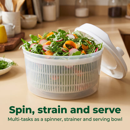 M Buder Salad Spinner, BPA-free Vegetable Dryer Chopper, 3.17QT Fruit Washer with Hand, White