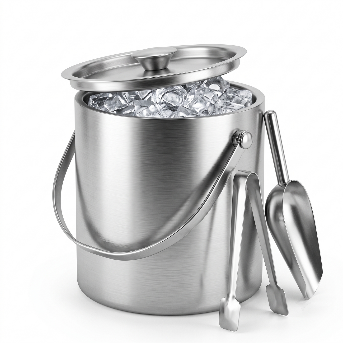 M Buder 3L Double Wall Ice Bucket, Stainless Steel Insulated Ice Bucket with Lid, Scoop for Parties & Cocktail Bar, Ideal for Gift