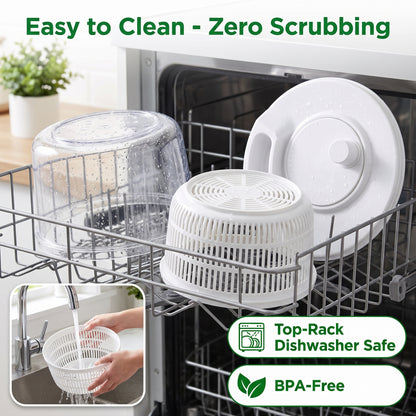 M Buder Salad Spinner, BPA-free Vegetable Dryer Chopper, 3.17QT Fruit Washer with Hand, White