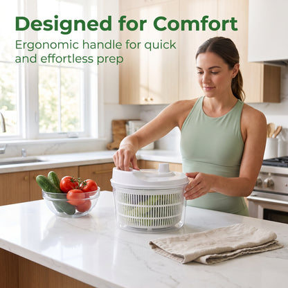 M Buder Salad Spinner, BPA-free Vegetable Dryer Chopper, 3.17QT Fruit Washer with Hand, White