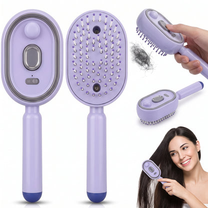 BOKYAN Electric Spray Air Cushion Massage Comb, 3-in-1 Electric Spray Massage Comb, Electric Steam Brush with Red Light Therapy, Fine Mist Spray, Retractable Design for Hair Care