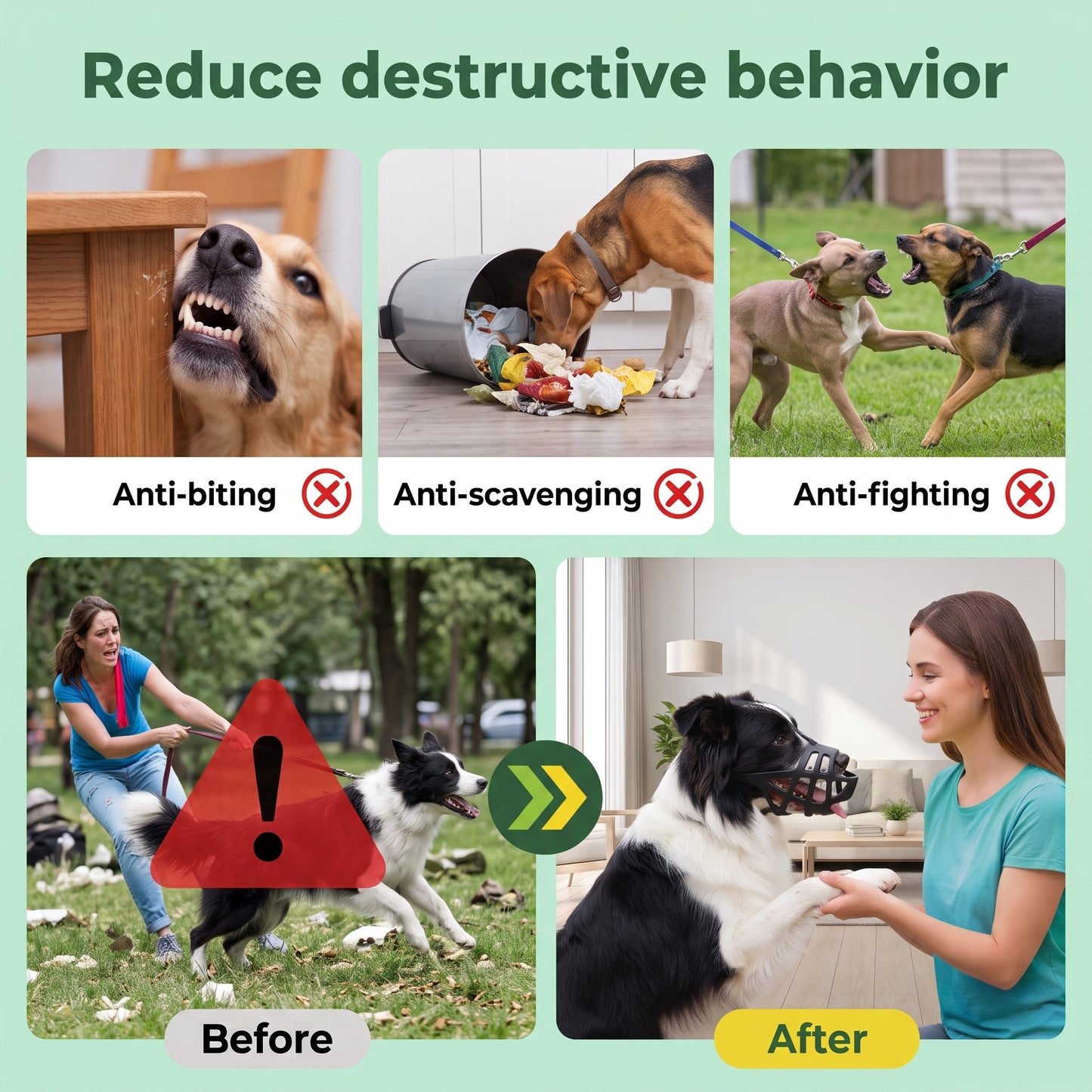 Tolobeve XL Dog Basket Muzzle, Anti-Bite & Chew TPE Mouth Cover, Breathable Grid Allows Drinking