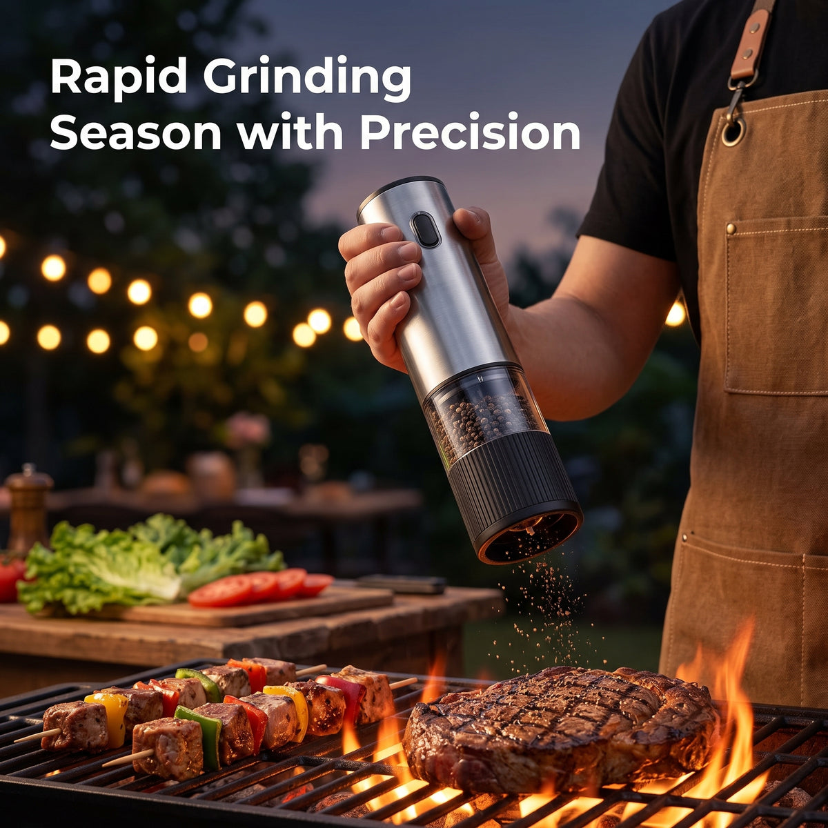 M Buder Electric Salt and Pepper Grinder Set, USB Charge Salt Grinder with Hold Stand, Pepper Mill Shakers Adjustable Coarseness Easy Filling, 2 Pack, Silver