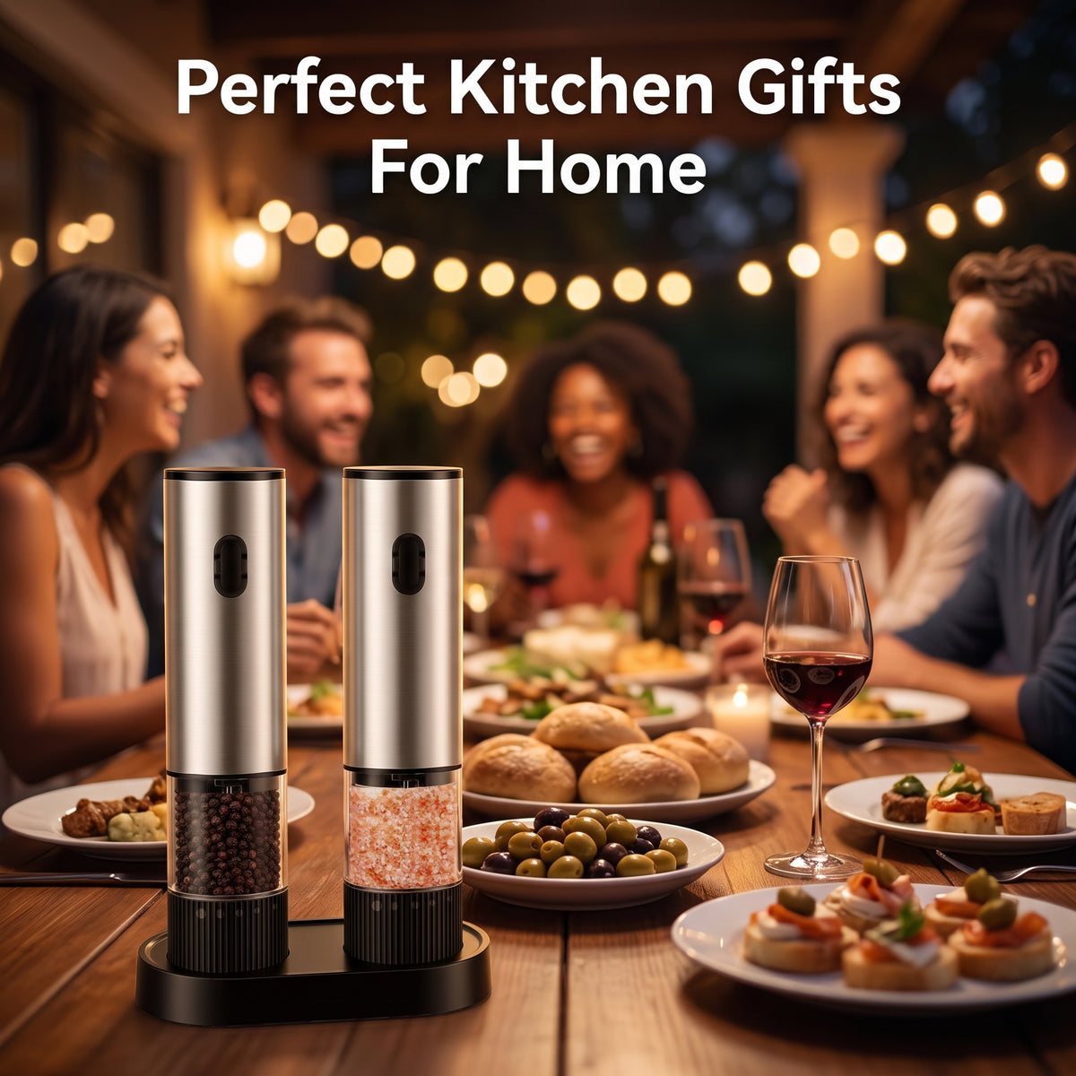 M Buder Electric Salt and Pepper Grinder Set, USB Charge Salt Grinder with Hold Stand, Pepper Mill Shakers Adjustable Coarseness Easy Filling, 2 Pack, Silver