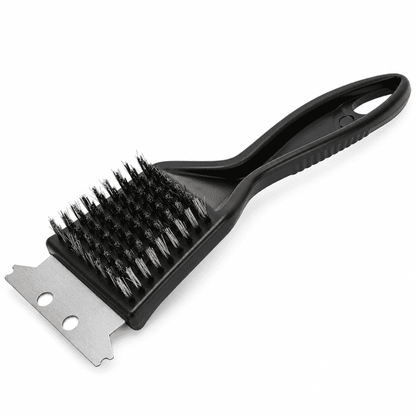 GigBu 8.6" Heavy Duty BBQ Grill Brush and Scraper, Stainless Steel Wire Cleaner, Black/Silver