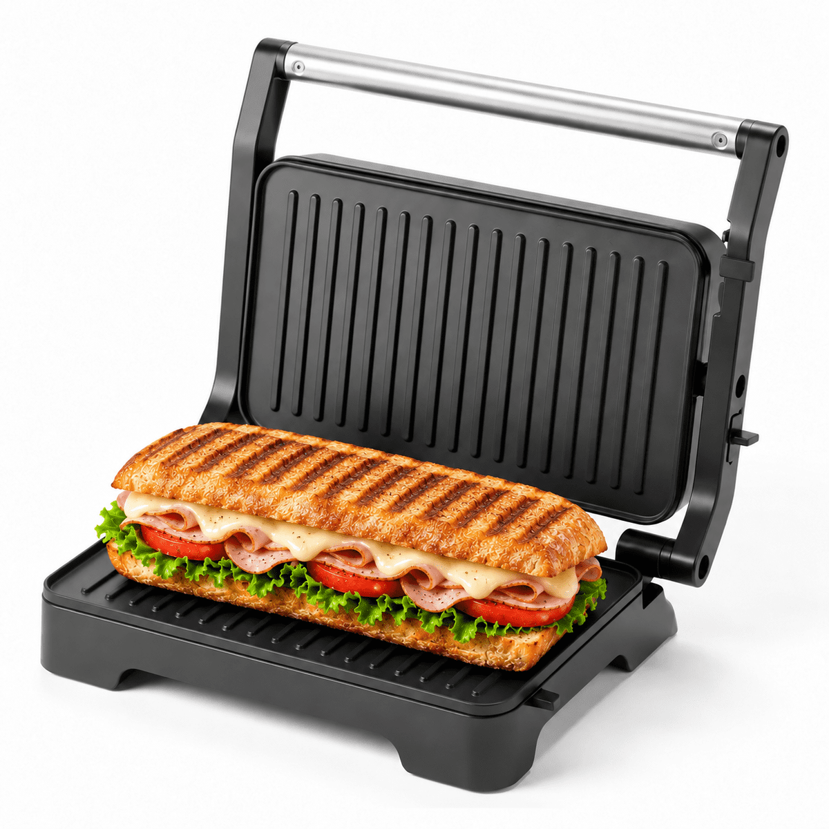 ICETear Sandwich Maker, 1000W Electric Contact Grill & Panini Press, 180-Degree Open Non-Stick Indoor Grill