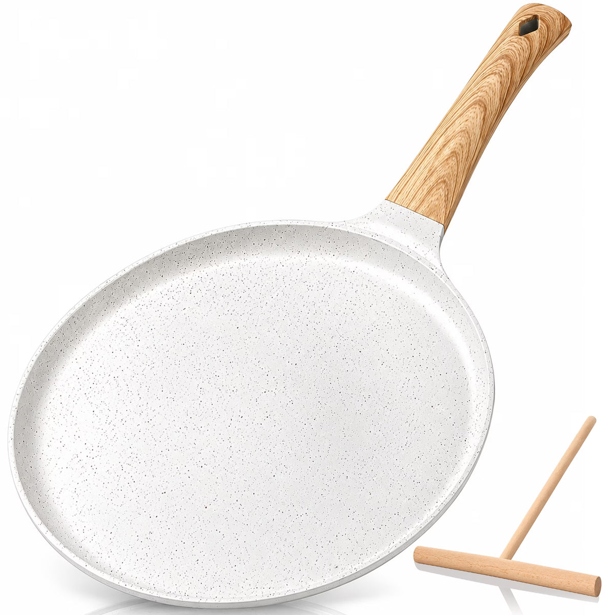 LZSDS 10 in Induction Compatible Nonstick Crepe Pan with Spreader, Off-White