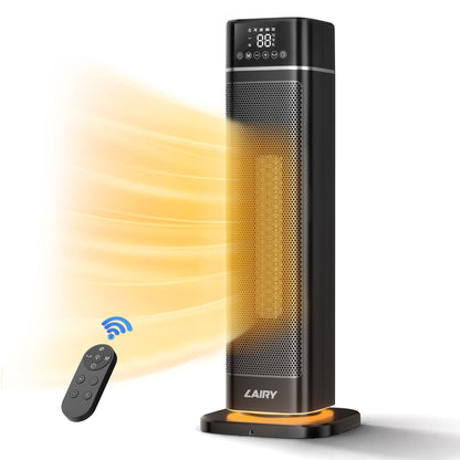 Lairy 24inch 1500W Space Heater for Indoor Use, Electric Ceramic Tower Heaters with Thermostat,3 Modes, Eco, Night Light, Black