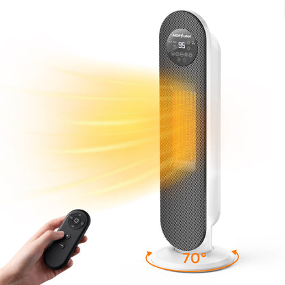 MORSUMA 25" White Tower Heater with Remote Control, 1500W PTC Electric Space Heater with ECO Mode, LED Display, Timer and Adjustable Thermostat for Home Office Bedroom