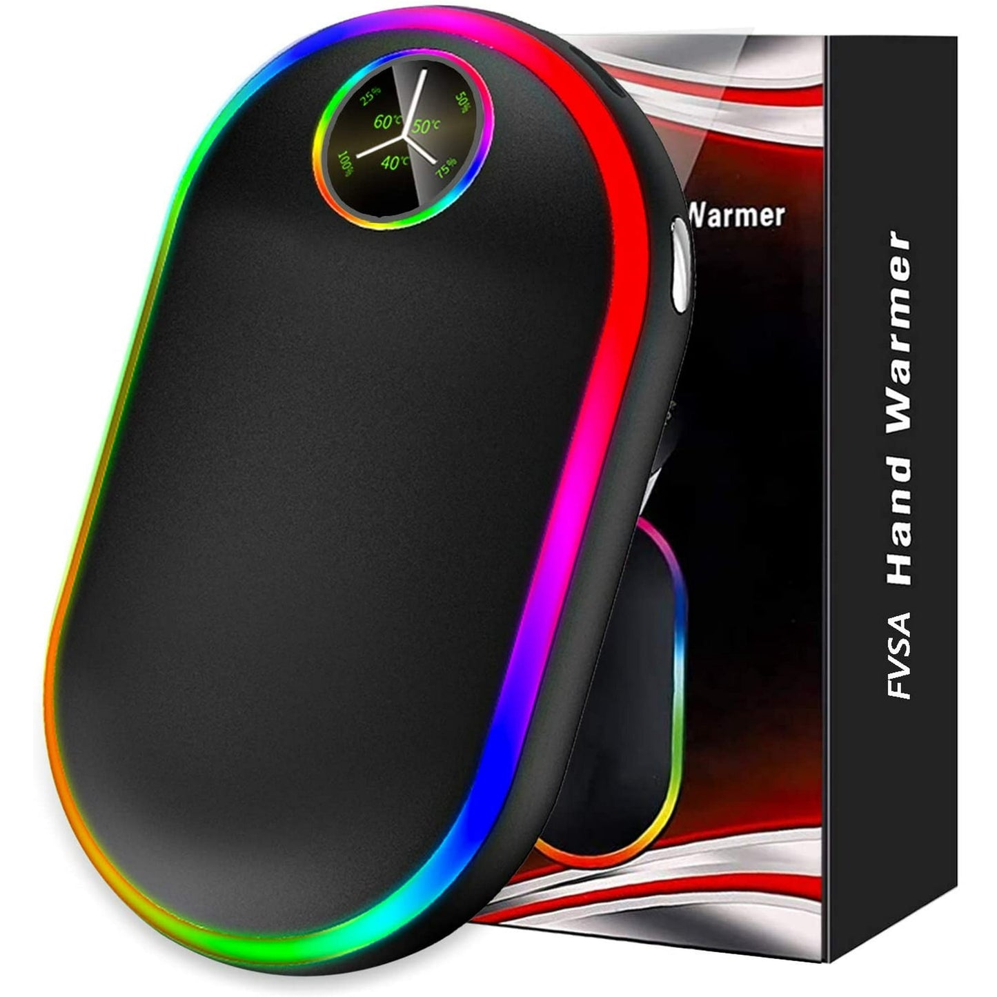 Madala Hand Warmers, 10000Mah Hand Warmers Rechargeable, 7 Changing Colors Lights Electric Hand Warmers, Reusable Hand Warmer for Raynauds, Outdoors, Hunting, Golf, Camping, Women Mens Gifts(Black)