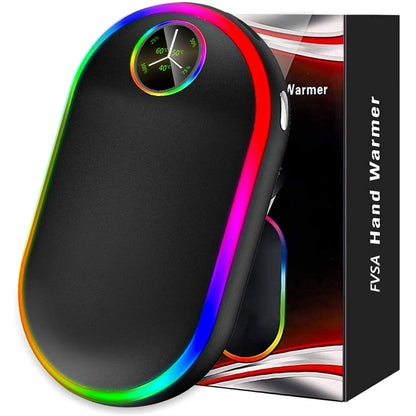 Madala Hand Warmers, 10000Mah Hand Warmers Rechargeable, 7 Changing Colors Lights Electric Hand Warmers, Reusable Hand Warmer for Raynauds, Outdoors, Hunting, Golf, Camping, Women Mens Gifts(Black)