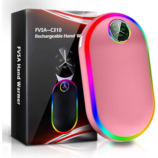 Madala Hand Warmers Rechargeable, 7 Changing Colors Lights Electric Hand Warmers 10000Mah, Electric Portable Pocket Heater, Hunting, Camping- Rose Gold