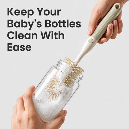 ZNQPLF Bottle Brush, 5-in-1 Baby Bottle Brush Set with Dust-Proof Storage Can, Silicone Bottle Brush Cleaner for Bottles Nipples Straws, Portable Baby Bottle Cleaning Kit, Beige Coffee