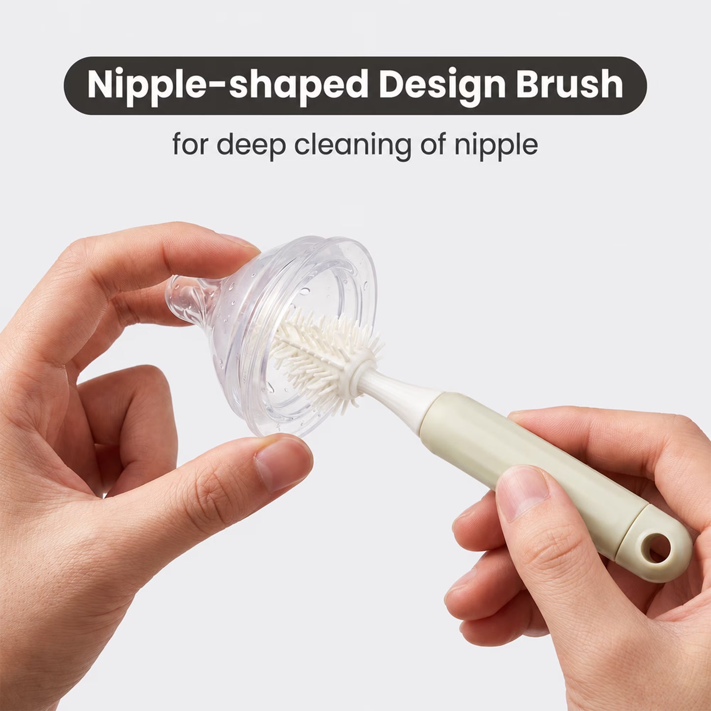 ZNQPLF Bottle Brush, 5-in-1 Baby Bottle Brush Set with Dust-Proof Storage Can, Silicone Bottle Brush Cleaner for Bottles Nipples Straws, Portable Baby Bottle Cleaning Kit, Beige Coffee