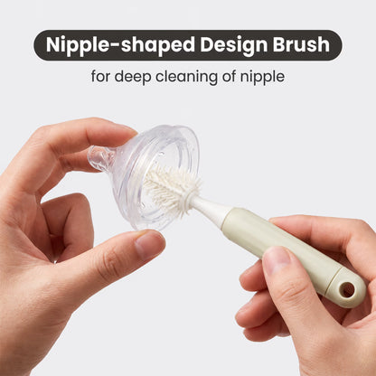 ZNQPLF Bottle Brush, 5-in-1 Baby Bottle Brush Set with Dust-Proof Storage Can, Silicone Bottle Brush Cleaner for Bottles Nipples Straws, Portable Baby Bottle Cleaning Kit, Beige Coffee