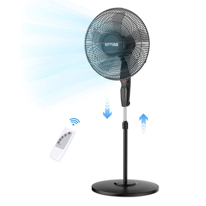 NFTIGB 16'' Oscillating Pedestal Fan w/Remote and Timer, 12 Speeds,Adjustable Height Floor Fan New