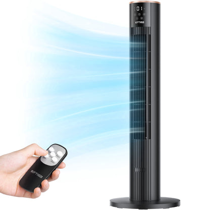NFTIGB 36'' Tower Fan with Remote, 70° Oscillating Bladeless Floor Fan for Bedroom, 3 Modes, 12H Timer, Digital Display, Black