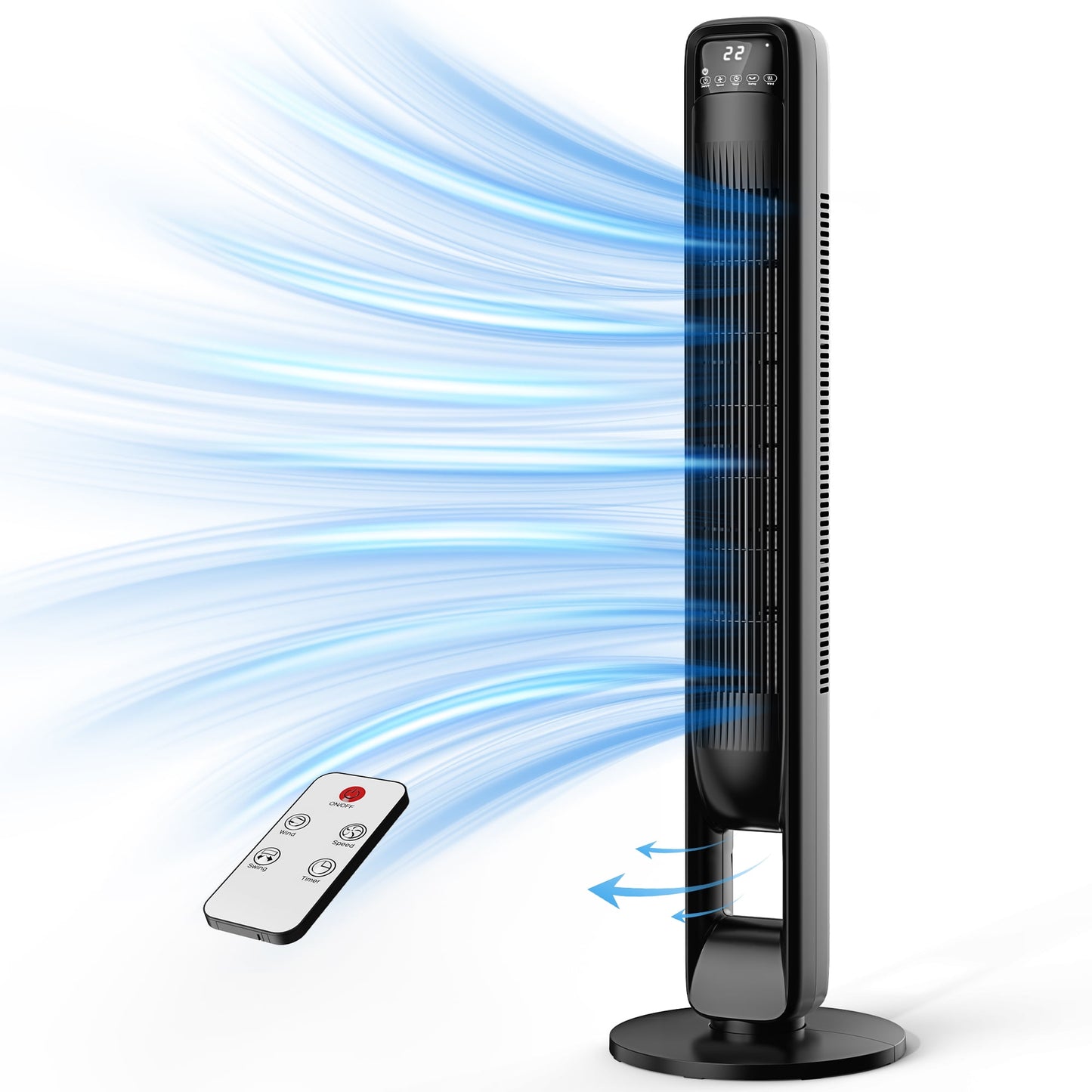 NFTIGB 39 inch Tower Fan, Oscillating Bladeless Floor Fan for Home, 3 Speeds 3 Modes with Remote,New