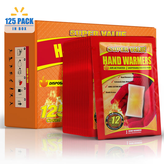 NFTIGB Hand Warmers Disposable 125 Pack, Long Lasting Safe Air Activated, up to 12 Hours of Heating