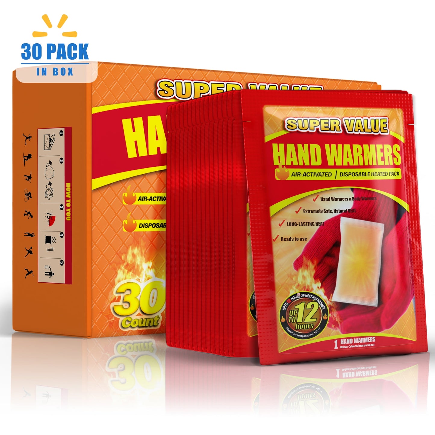 NFTIGB Hand Warmers Disposable 30 Pack, Long Lasting Safe Air Activated, up to 12 Hours of Heating