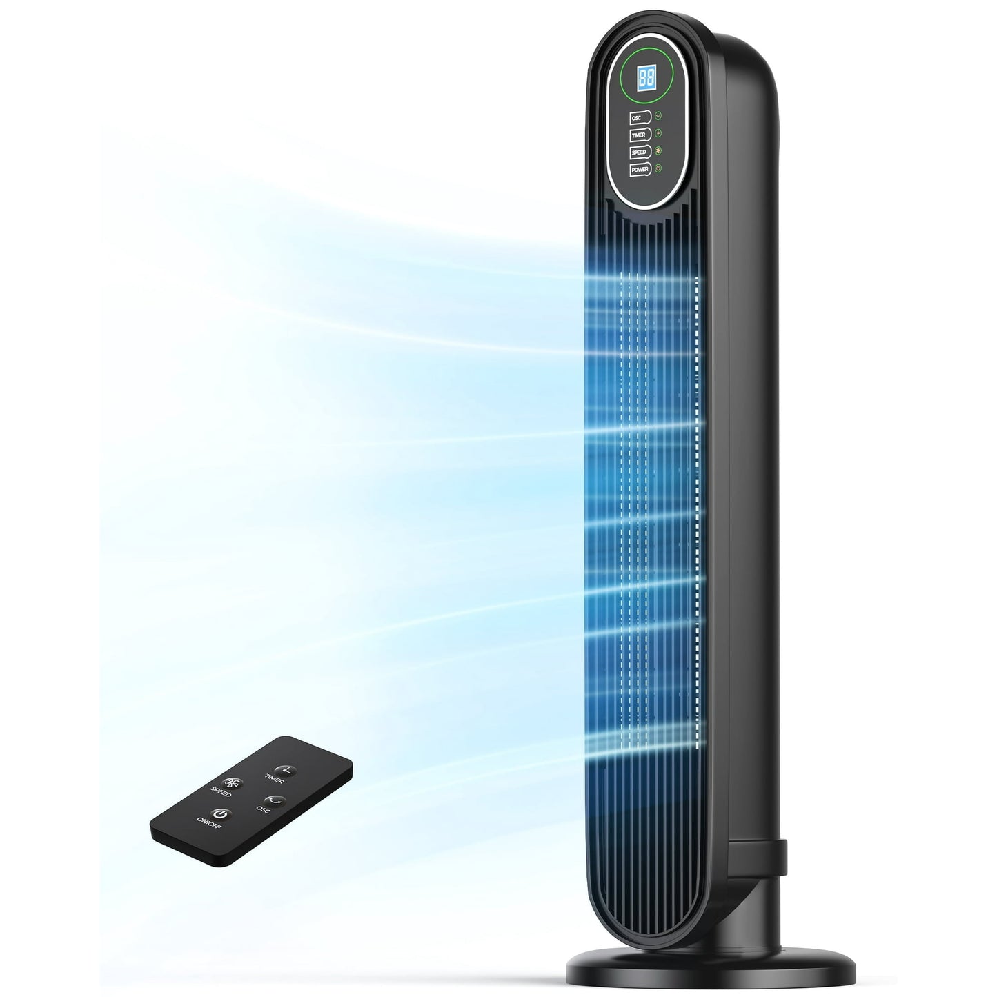 NFTIGB Oscillating Tower Fan for Home, Quiet Fans with Remote, 9H Timer, 3 Modes 3 Speeds, 29 inch, Black, New