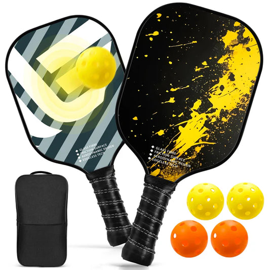 NFTIGB Pickleball Paddles Set with 4 Pickle Balls, Lightweight, Fiberglass Surface, USAPA Approved