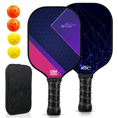 NFTIGB Pickleball Paddles Set, 2 Pickle Ball Rackets with 4 Balls, Lightweight, USAPA Approved