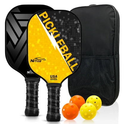 NFTIGB Pickleball Paddles Set, 2 Pickle Ball Rackets with 4 Balls, Lightweight, USAPA Approved