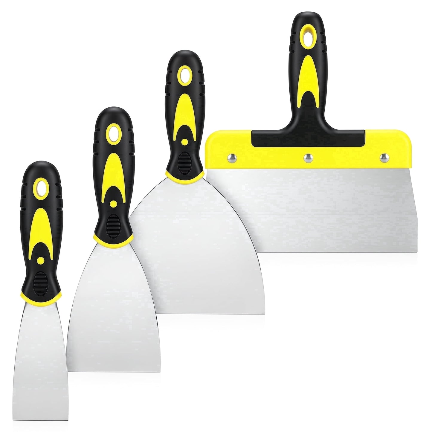OHHANI 4-Piece Stainless Steel Putty Knife Set, 2 4 6 8 Inch Paint Scraper and Spackle Tool for Drywall Patching