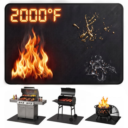 OHHANI 40 x 60 inch Under Grill Mat, Double-Sided Fireproof Waterproof Oil Resistant BBQ Mat for All Grills, Protects Patio, Deck & Lawn
