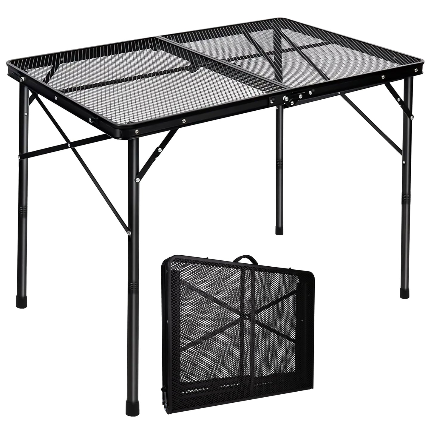 OHHANI Camping Table, Folding Grill Table 3Ft, Portable Outdoor BBQ & Picnic Table, Easy Storage, Black