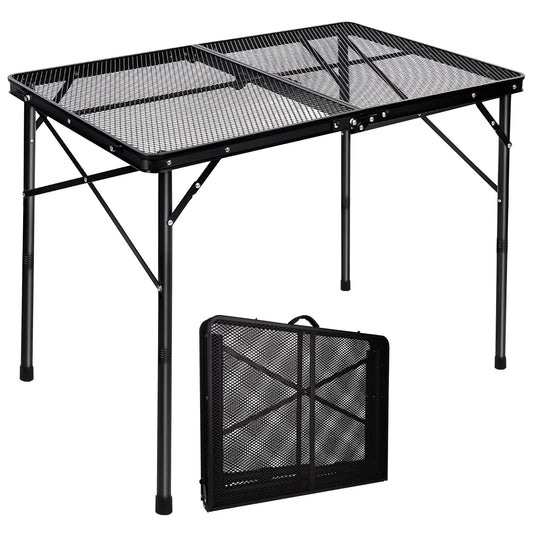 OHHANI Camping Table, Folding Grill Table 3Ft, Portable Outdoor BBQ & Picnic Table, Easy Storage, Black